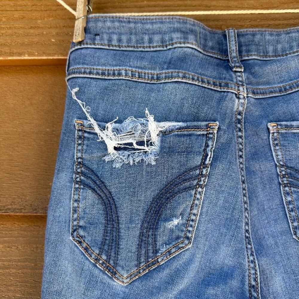 Hollister Curvy High-Rise Super Skinny Distressed Jeans W28 L30 Blue Denim Women - Picture 12 of 13